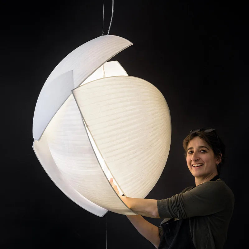 lámpara wabi-sabi LED en seda japonesa para decoración del hogar