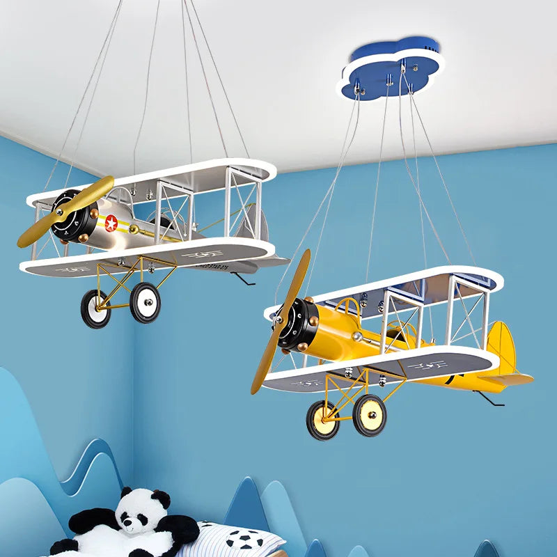 lustre creativo avión helicóptero para habitación infantil moderna