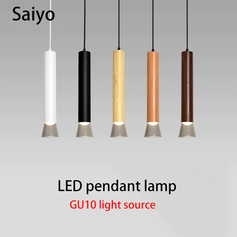 lámpara suspendida LED moderna tubo largo lustre