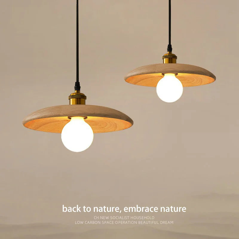lámpara colgante moderna minimalista en madera maciza colgante