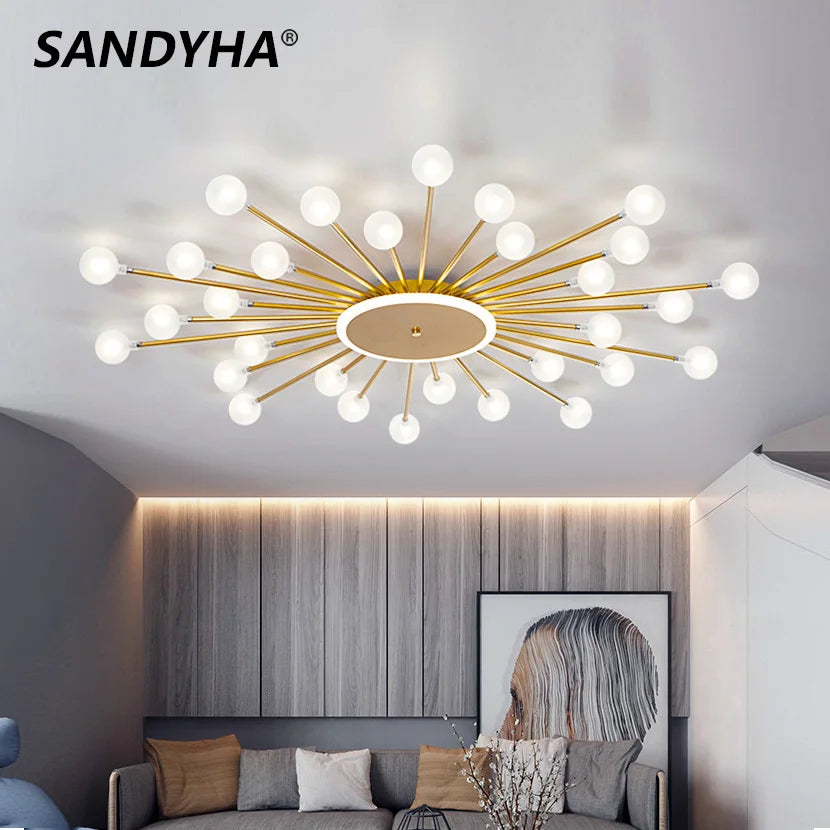lámpara colgante moderna en metal sandyha con bola de vidrio