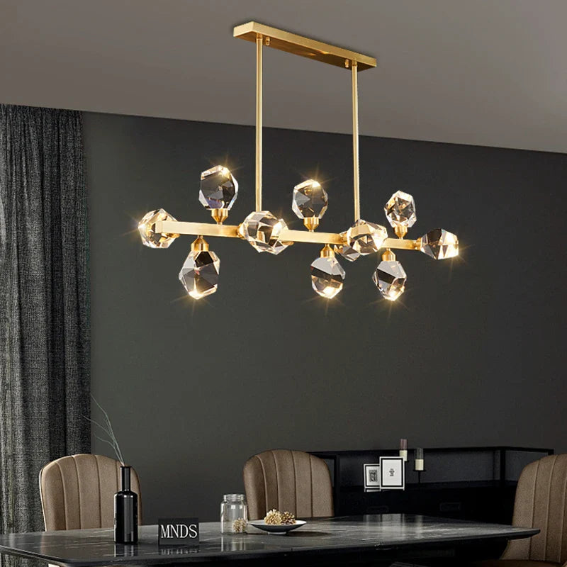 lámpara moderna en latón diamante cristal led de lujo