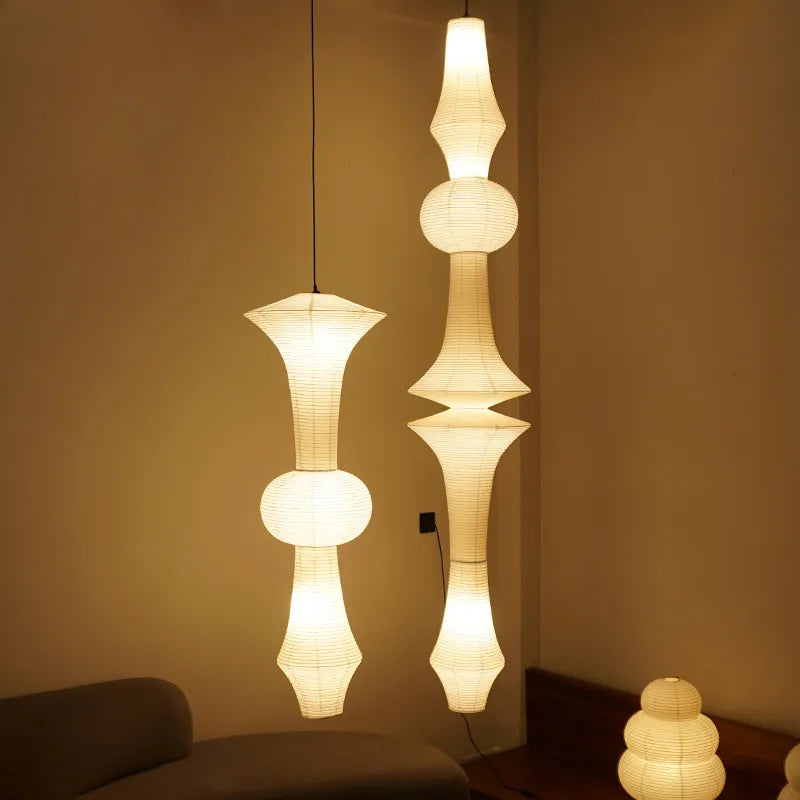 Nórdico Wabi Sabi viento papel de arroz suspensión luces LED salón habitación rincón lámpara colgante dúplex loft decoración para el hogar lámpara de noche