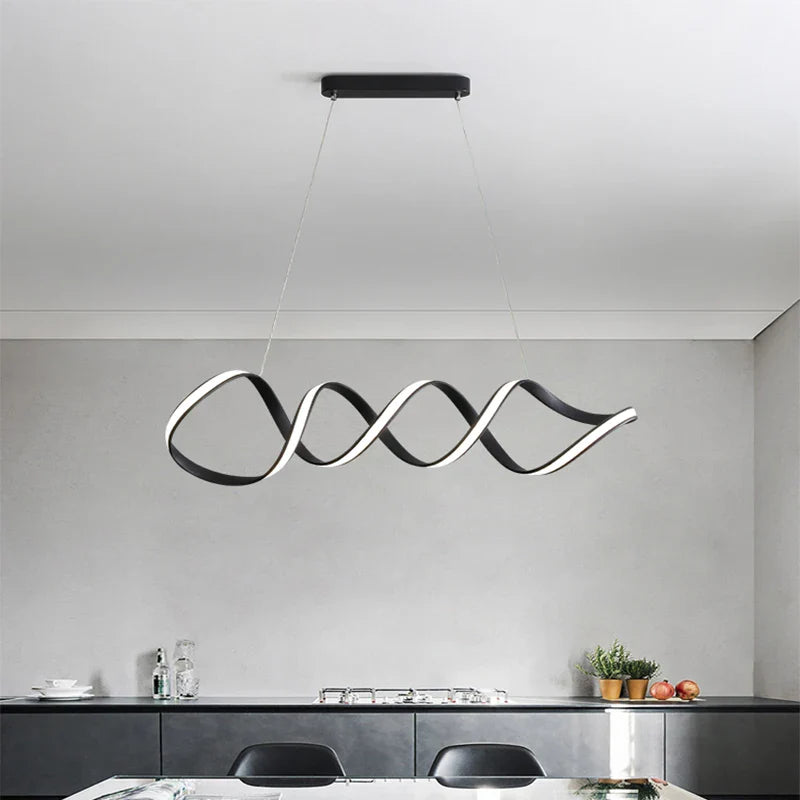 lámpara espiral LED minimalista decoración casa iluminación interior