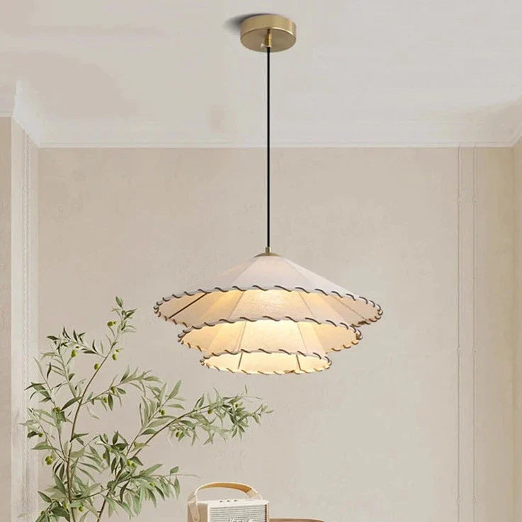 Tela nórdica suspensión luz LED restaurante habitación comedor decoración del hogar lámpara colgante creativa de algodón y lino sombrero lámpara colgante