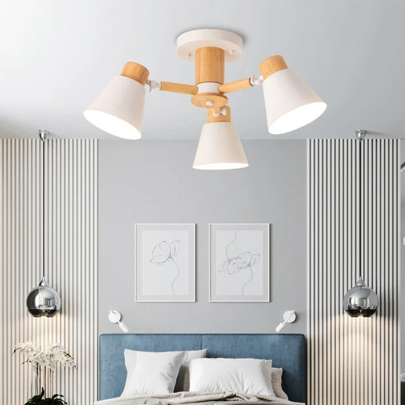 lustre nórdico en madera maciza iluminación moderna para hotel y restaurante