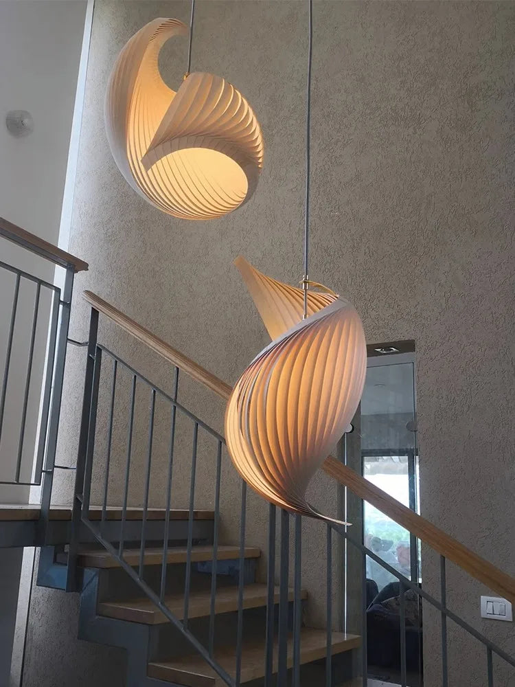 Lámpara nórdica wabi sabi en madera diseño retro decorativo