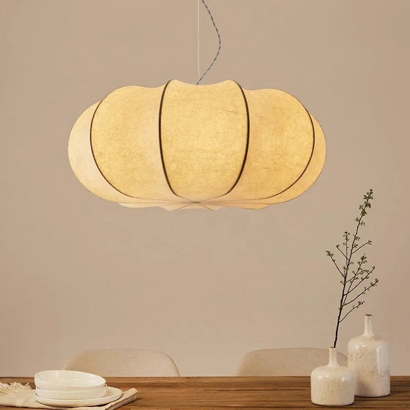 lámpara colgante de seda diseño nórdico wabi sabi para interior moderno