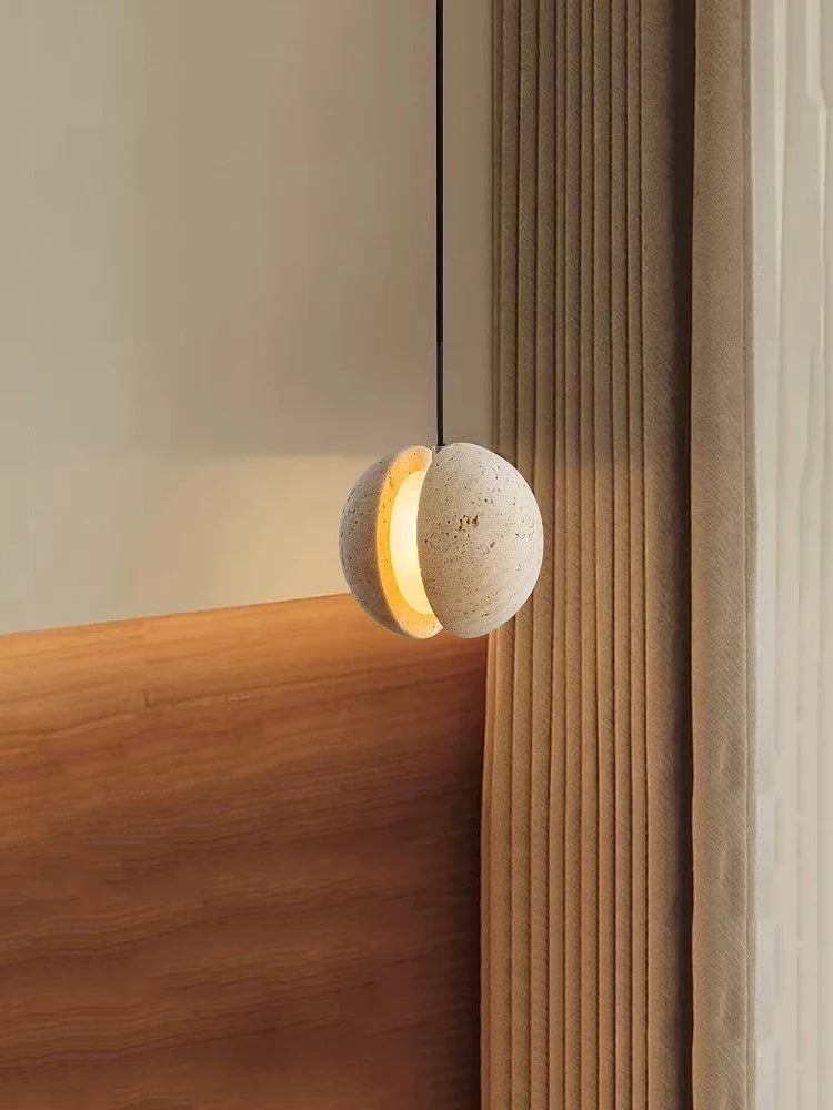 Lámpara de techo de piedra lunar wabi-sabi colgante decorativa cálida