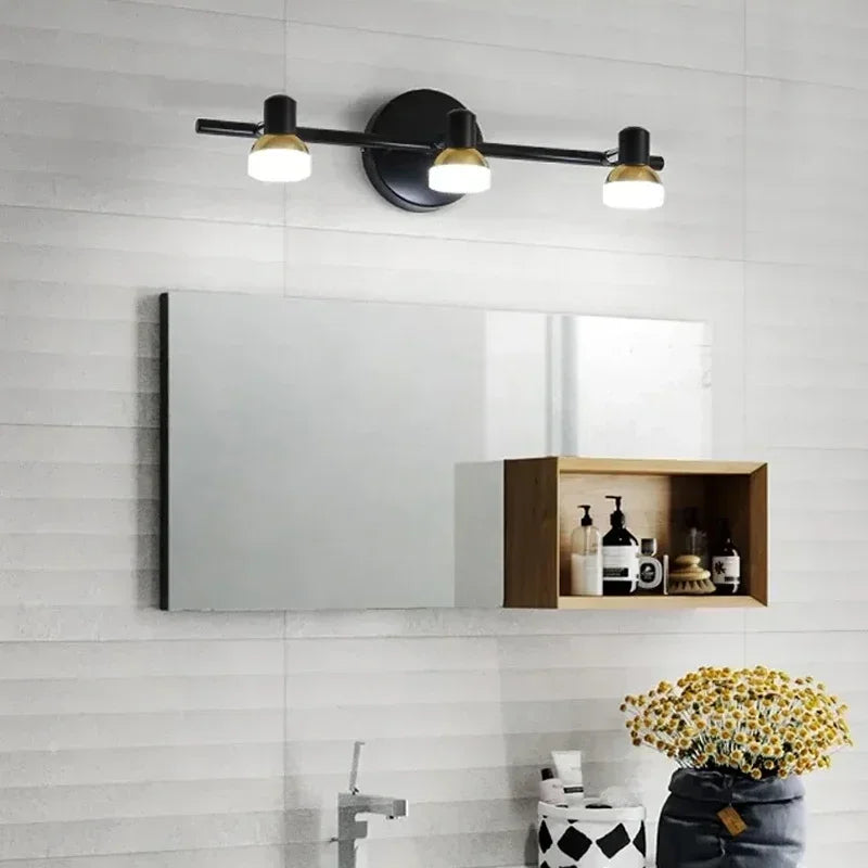 Aplique de pared vintage para baño con tres focos