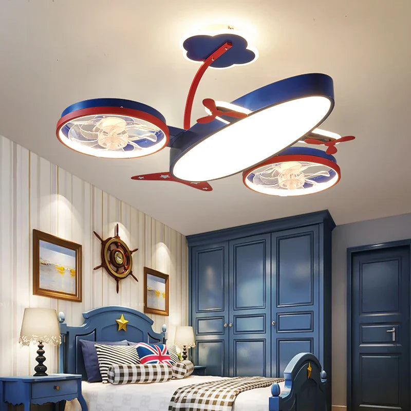 lustre avión dibujo animado LED para niños creativo
