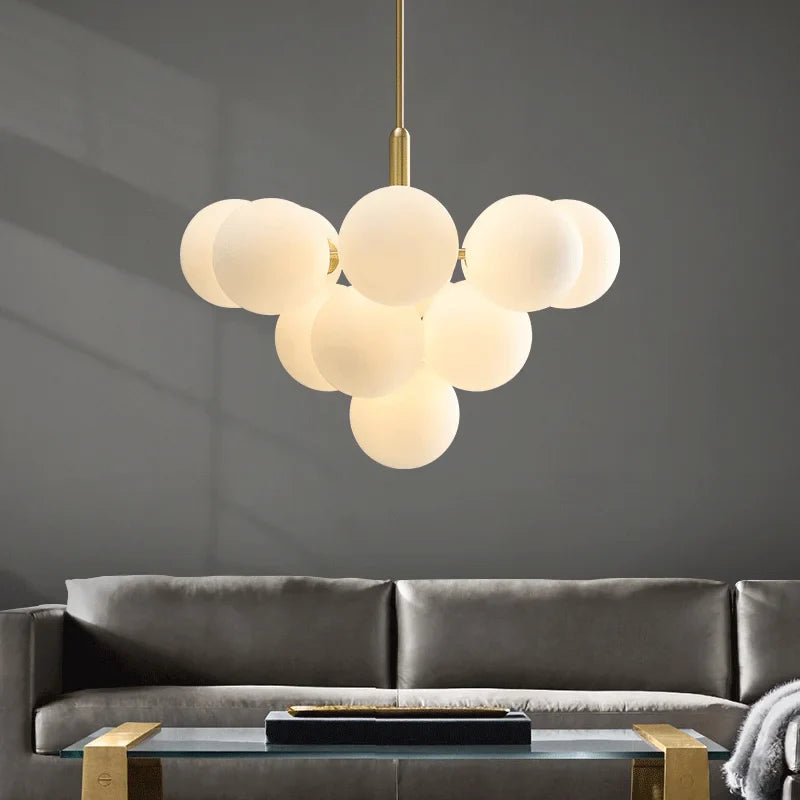 lámpara nórdica de cobre diseño creativo en vidrio con LED