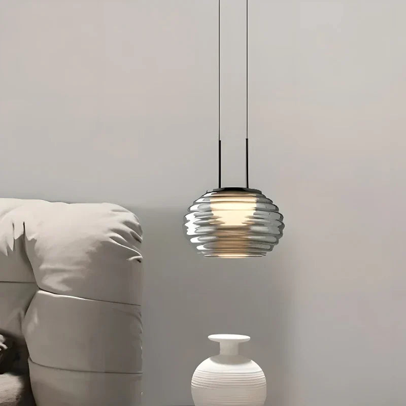 Lámpara de vidrio rayado con LED estilo nórdico moderno minimalista