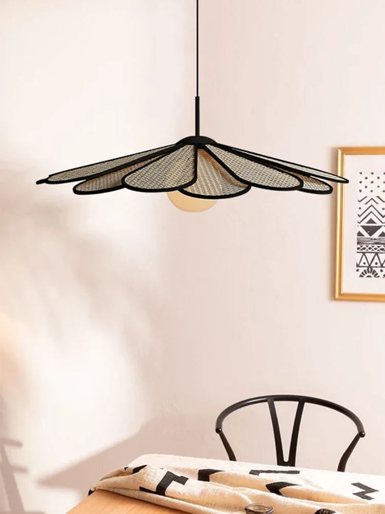lámpara creativa de ratán estilo japonés para interior moderno