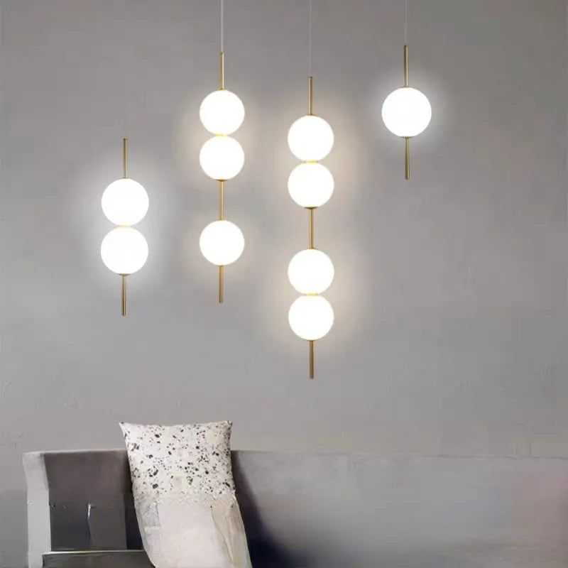 Bola de vidrio colgante para habitación mesita lámpara colgante candelabros de techo iluminación moderna decoración entrada luminaria LED