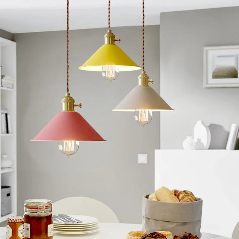Colgante LED Macaron colorido nórdico simple de hierro forjado luminaria interior salón dormitorio lámpara colgante decoración para el hogar lámpara de araña