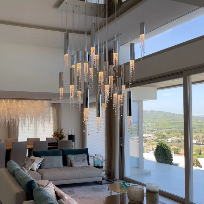 Lámpara LED moderna de lujo en cristal para escalera