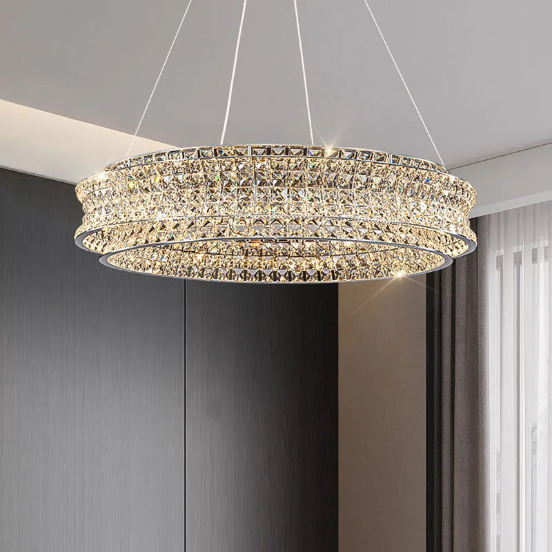 lámpara colgante moderna de cristal claro acero inoxidable intensidad variable cable ajustable