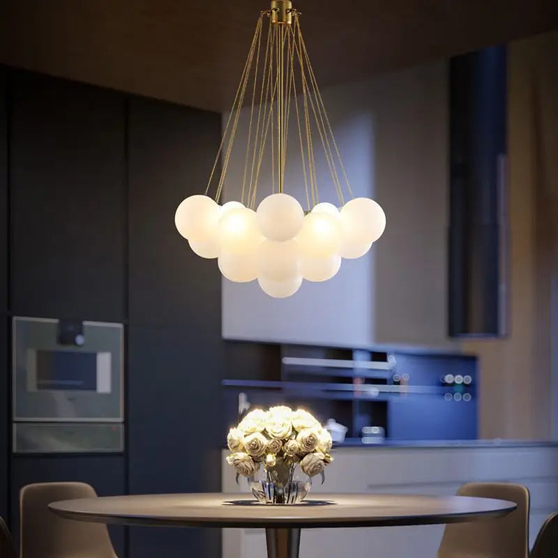 lámpara moderna de vidrio con burbujas blancas para decoración del hogar