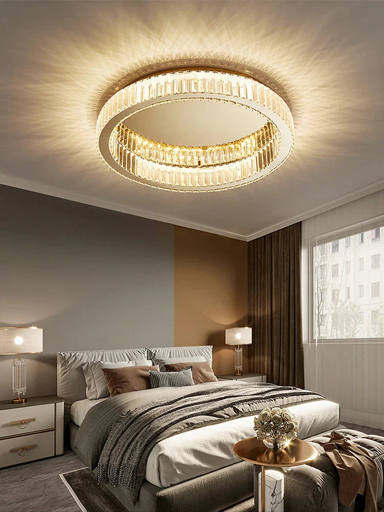 lámpara en oro y plata con led regulable redonda