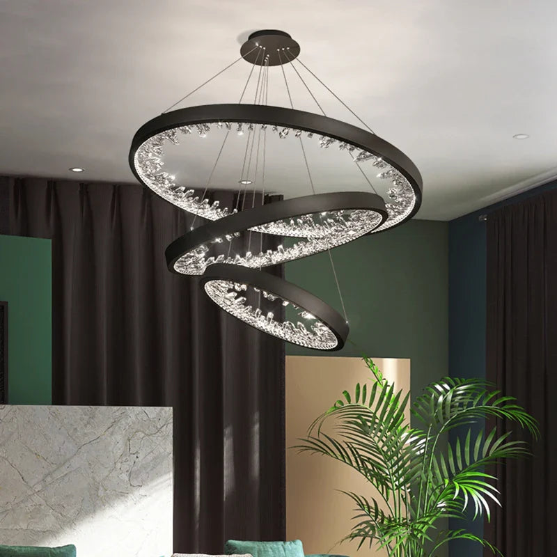Lámpara colgante moderna de cristal con iluminación LED para villa