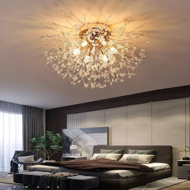 Plafón nórdico de cristal diseño moderno creativo redondo diente de león