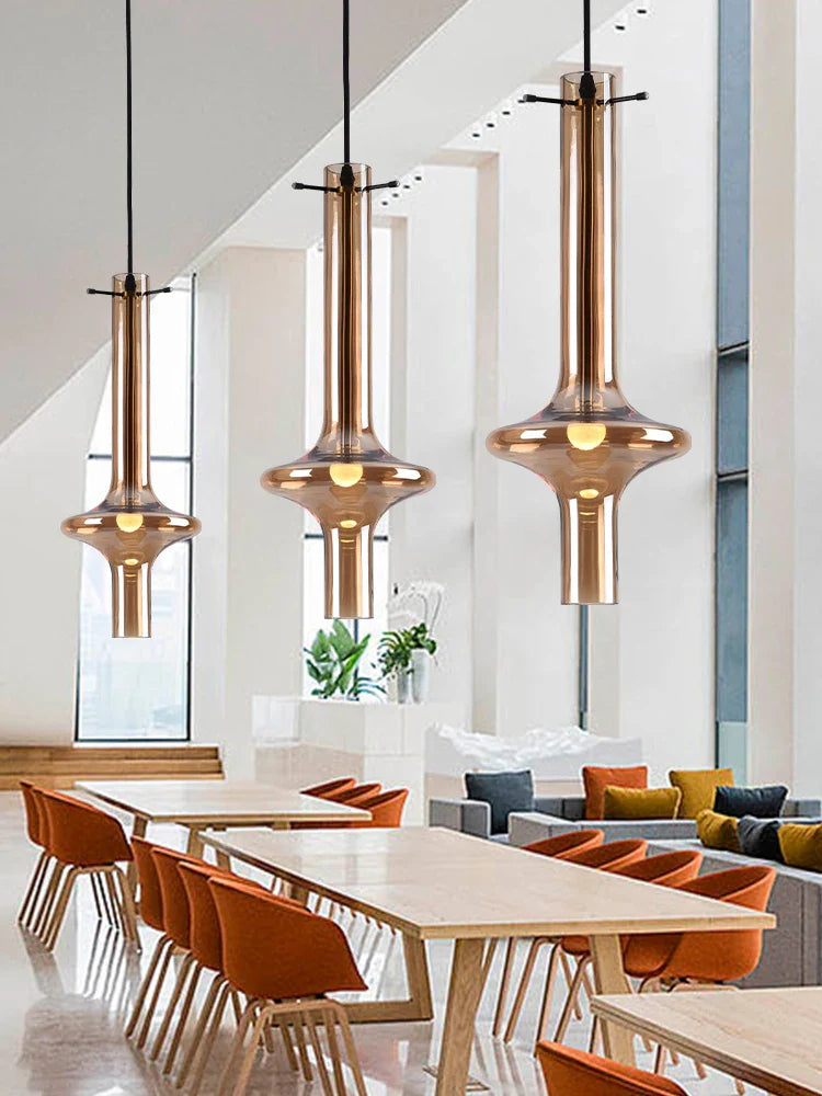 Lámpara de vidrio con junta de bambú creativa para decoración interior