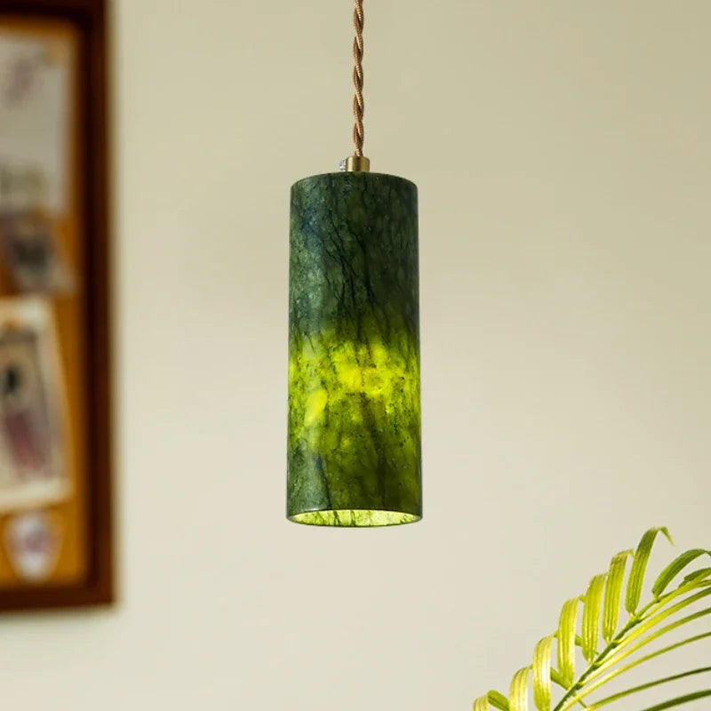 Lámpara de araña de jade natural estilo medieval creativo retro para decoración interior