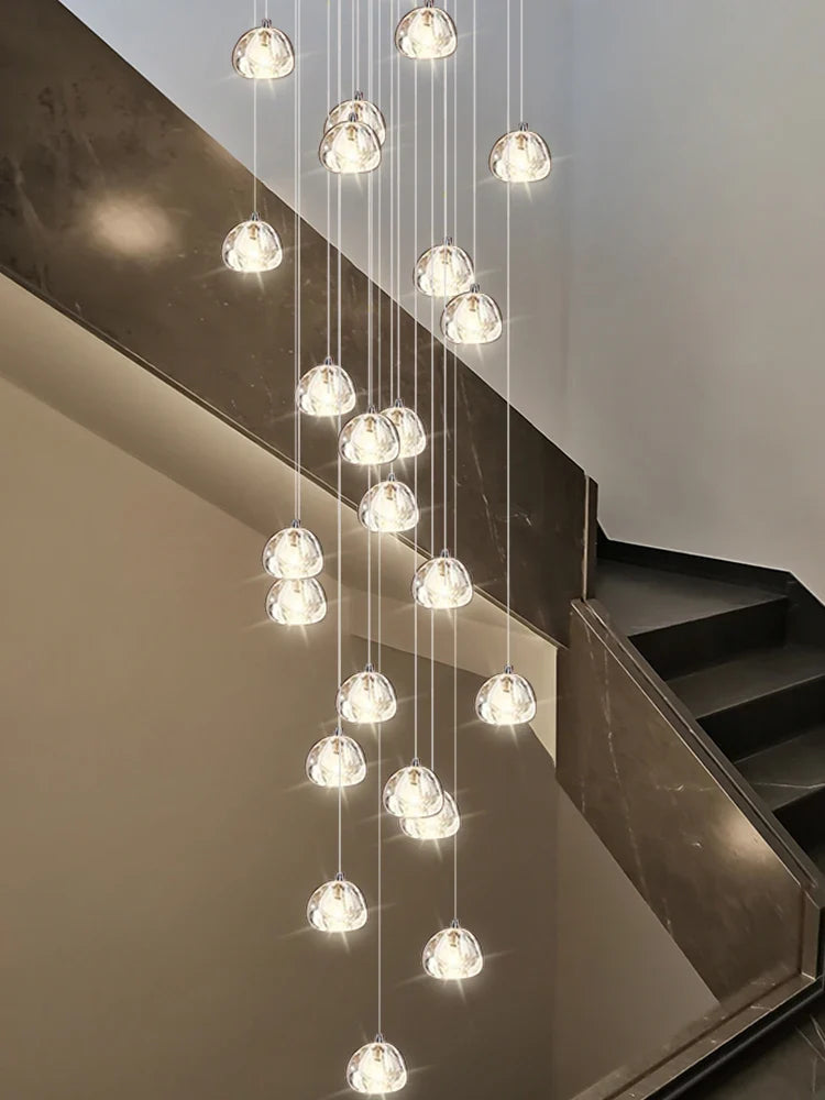 Candelabro de cristal diseño lujo para iluminación moderna escalera de caracol