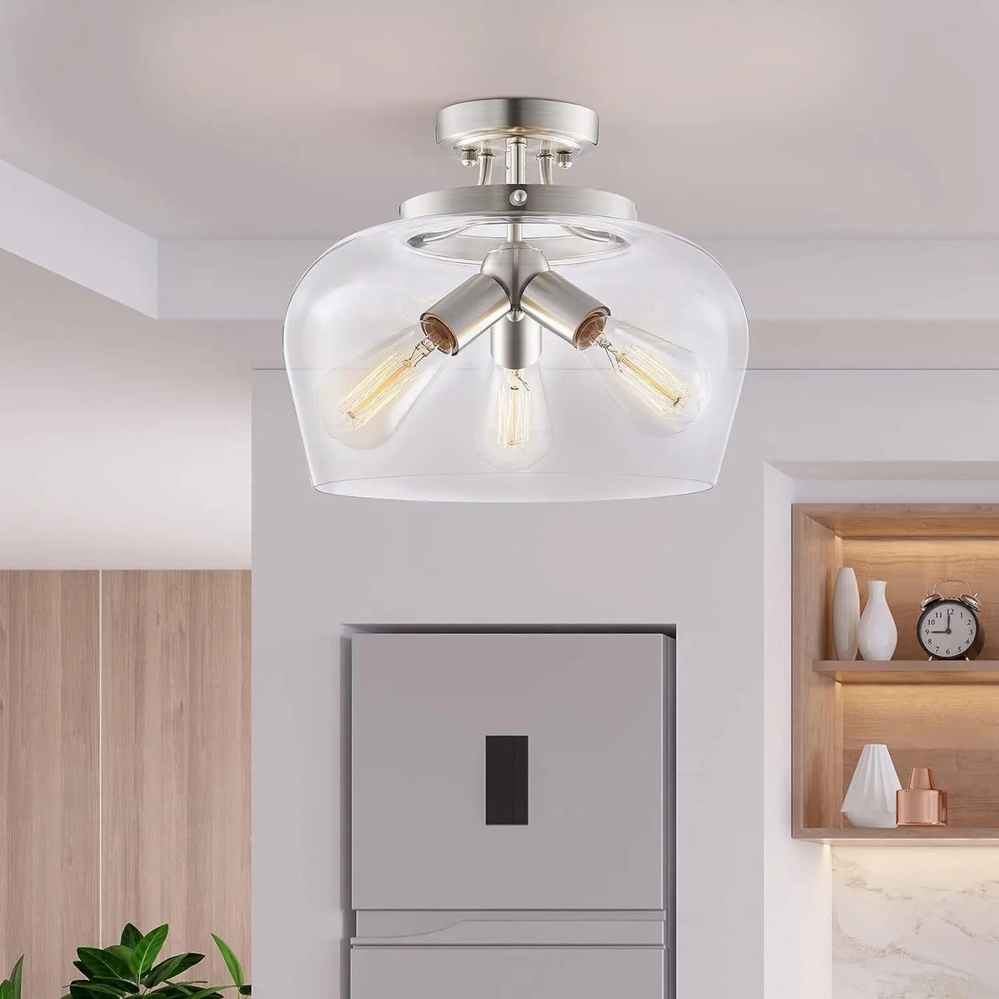 plafón moderno de vidrio americano con iluminación de lámpara de metal