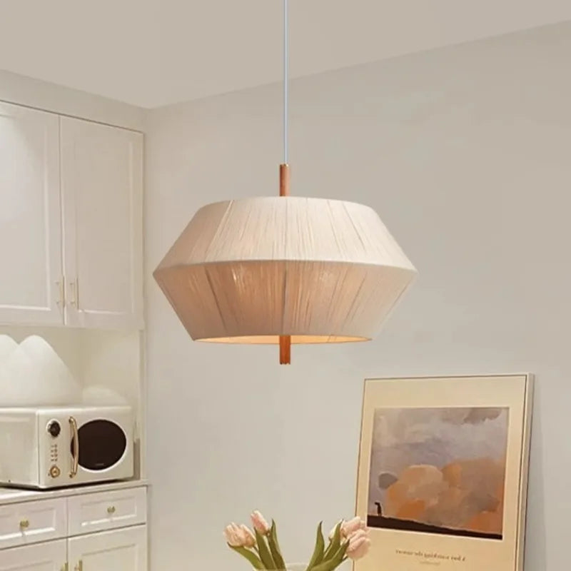 lámpara de hilo de algodón nórdica estilo wabi sabi para decoración interior