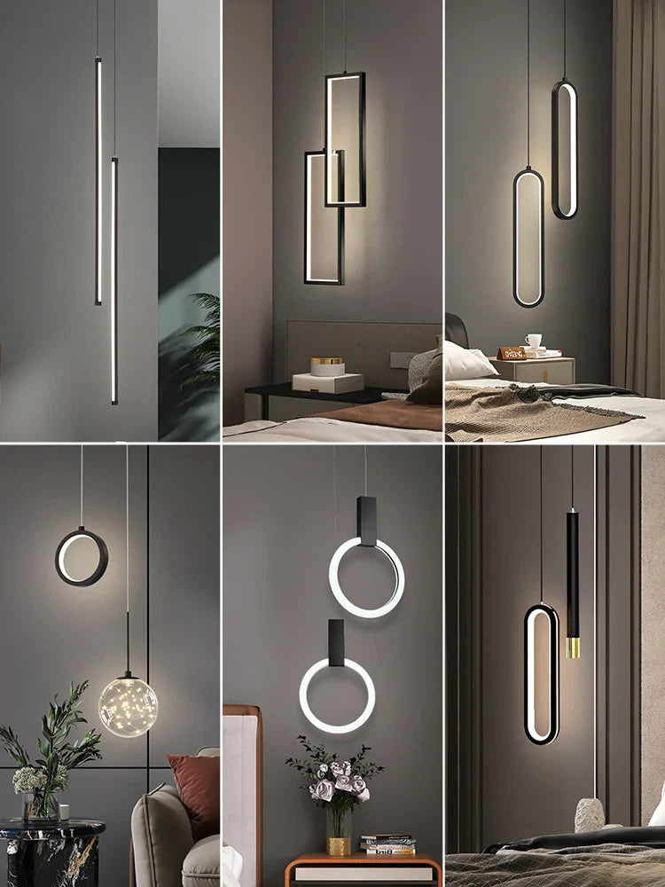 lámpara colgante moderna minimalista nórdica doble cabeza línea larga
