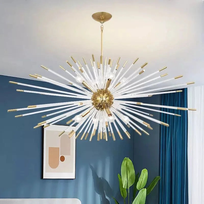 lámpara de lujo 	 diseño de cristal diente de león LED colgante