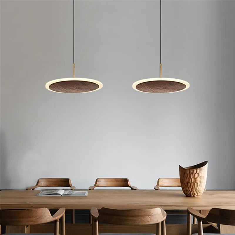 lámpara de techo minimalista en madera maciza nogal negro estilo europeo
