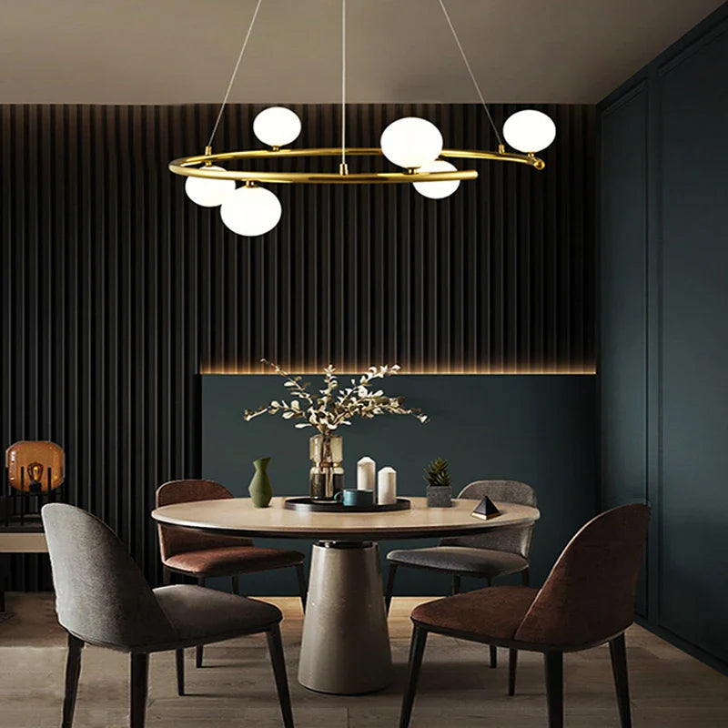 lámpara creativa de hierro y vidrio moderna para decoración interior