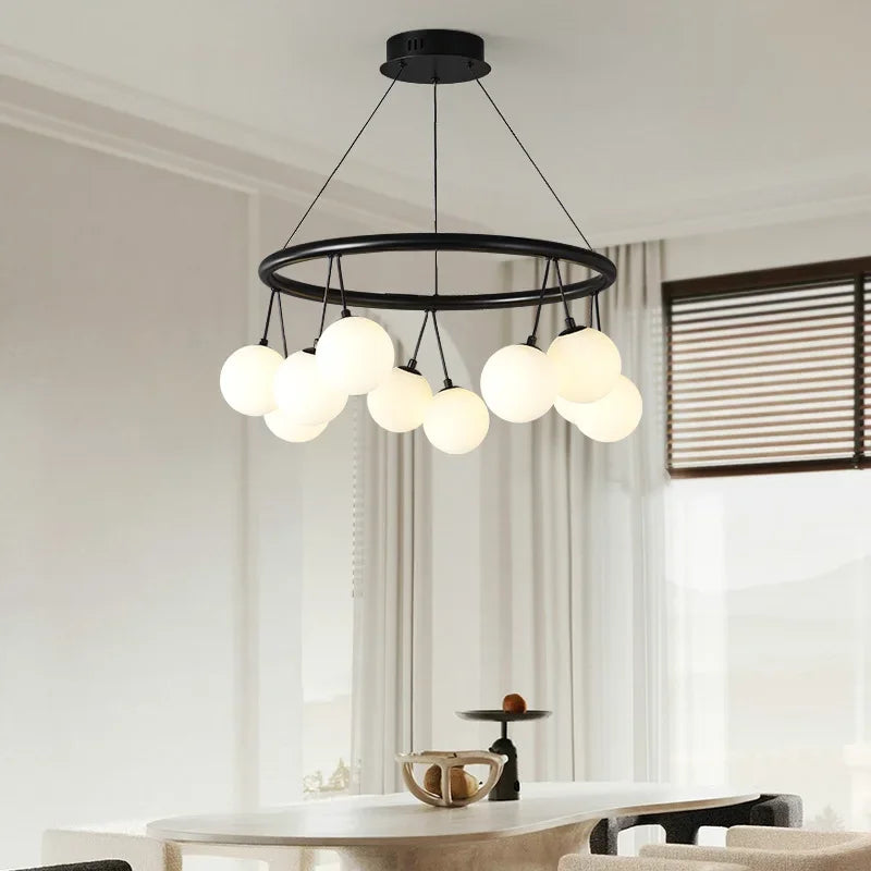 Candelabro suspensión led en forma de frijol con suspensión cereza