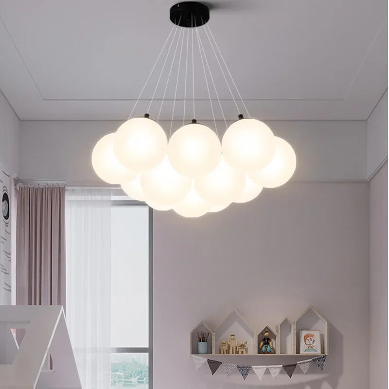 lámpara colgante moderna de vidrio con led para decoración interior