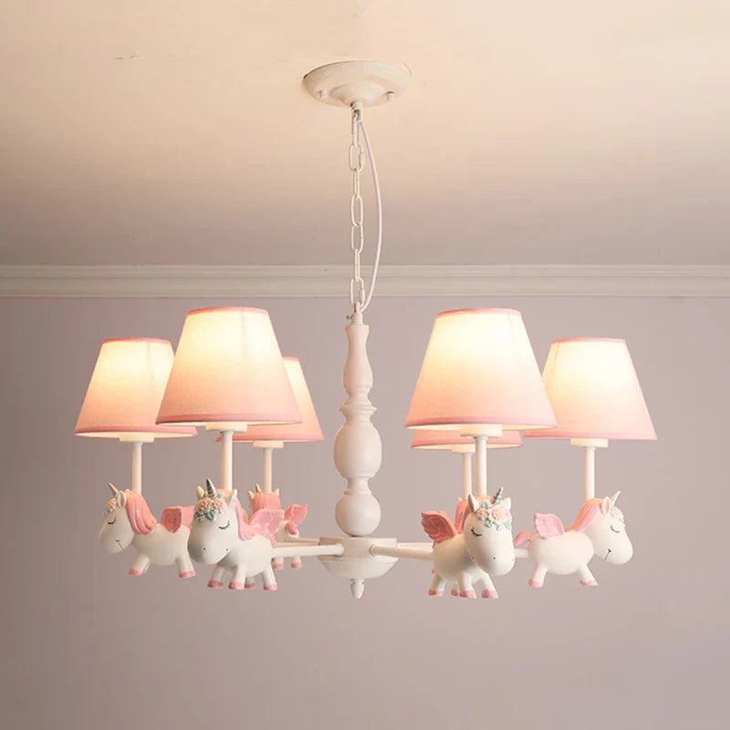 lámpara de unicornio de dibujos animados para habitación infantil suspendida