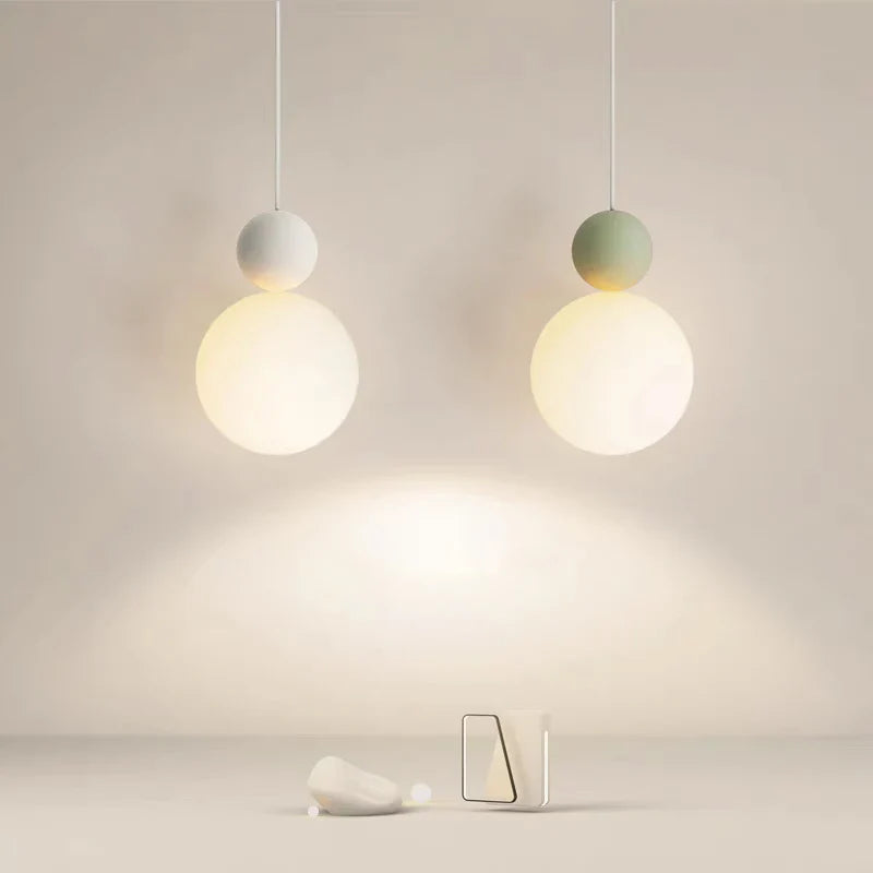 lámpara nórdica led suspensión bola blanca leche luminaria