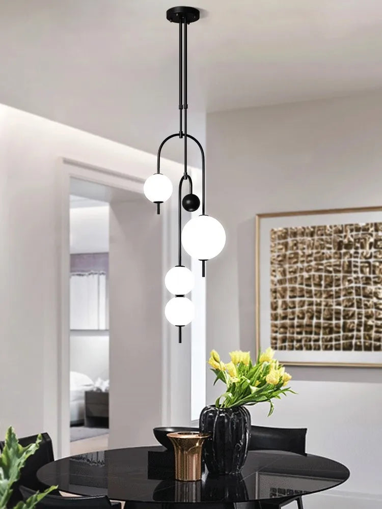 lustre led de hierro y vidrio para decoración interior
