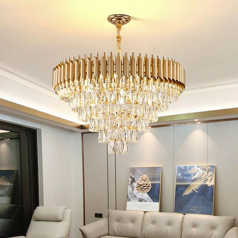 Lámpara colgante de cristal lujosa con iluminación LED para interior