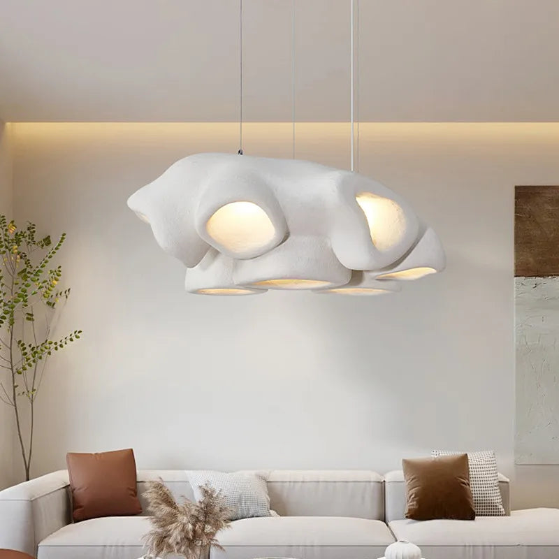 Salón nórdico Wabi Sabi lámpara de araña minimalista diseño comedor decoración lámpara bar restaurante café LED colgante iluminación