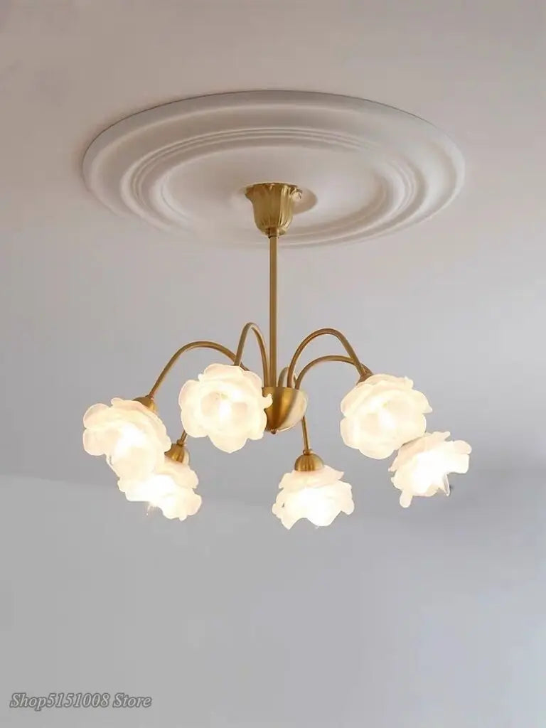 lámpara retro de latón estilo francés forma de flor