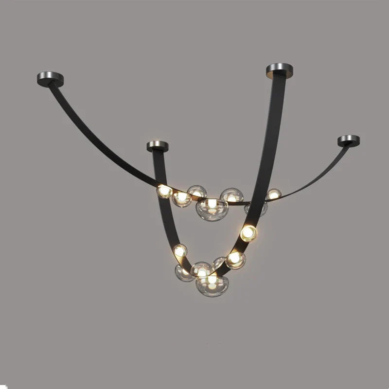 lámpara LED de diseño minimalista en cuero y vidrio para decoración