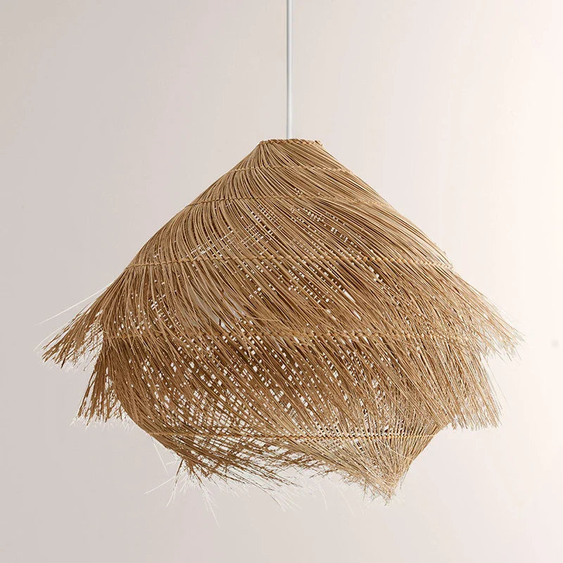 lámpara de ratán trenzado estilo wabi sabi para interior