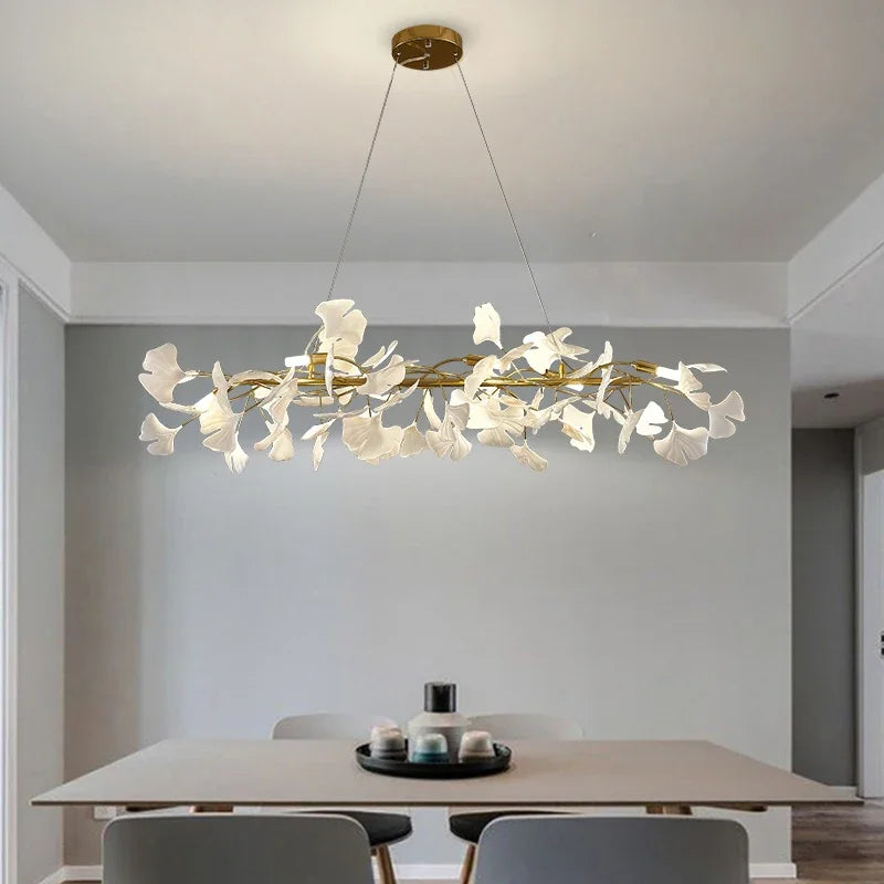 Lámpara elegante fieltro ginkgo nórdica