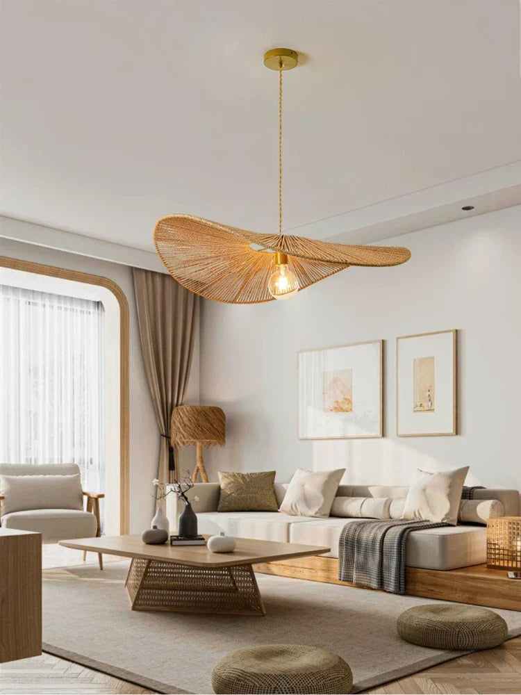 lámpara nórdica de paja para decoración moderna y elegante