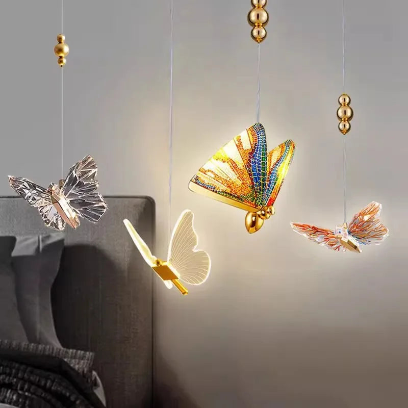 lustre mariposa luminosa para habitación infantil creativa