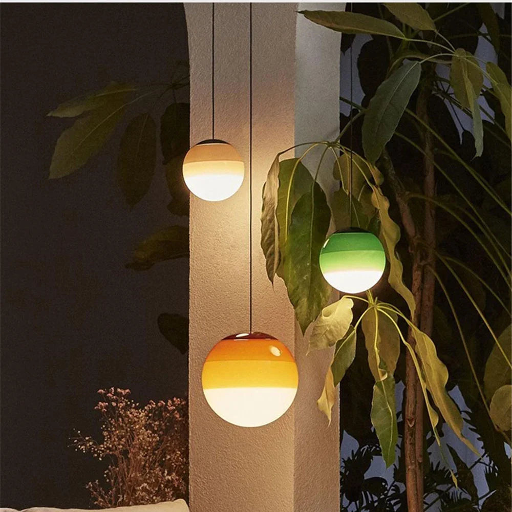 lámpara nórdica de vidrio degradado con suspensión led creativa
