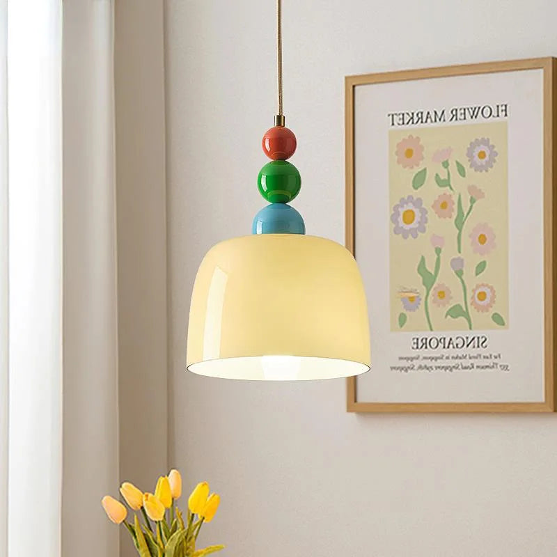 lámpara de techo de madera y vidrio para bar casa con led integrada